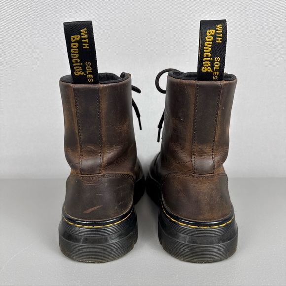 Dr Doc Martens Combs Leather Crazy Horse Boots Women 8 Men 7 Brown AirWair 8 Eye - Picture 4 of 11